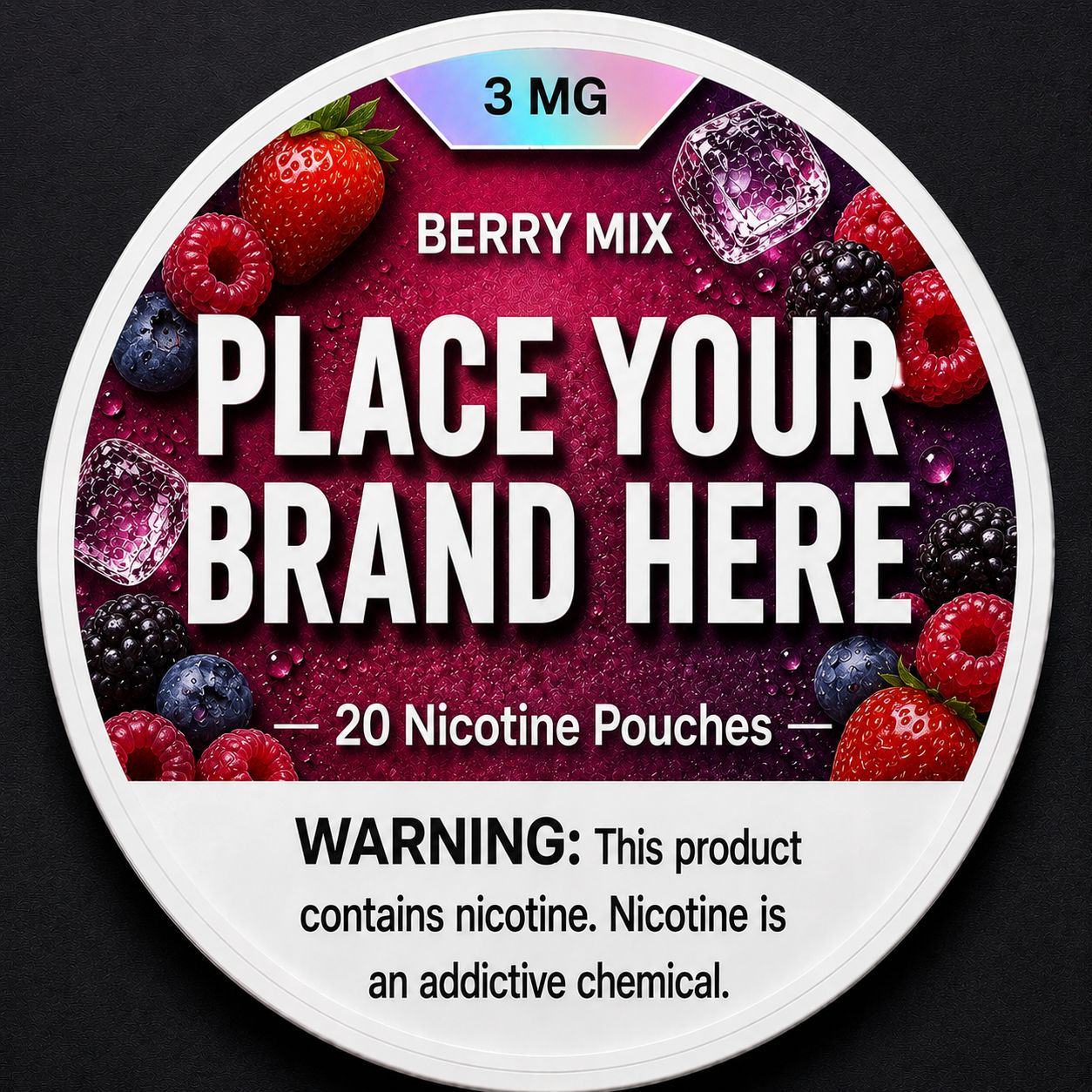 Berry Mix white label nicotine pouch can — your brand here