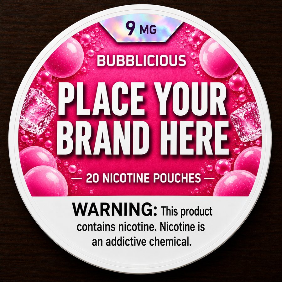Bubblicious white label nicotine pouch can — your brand here