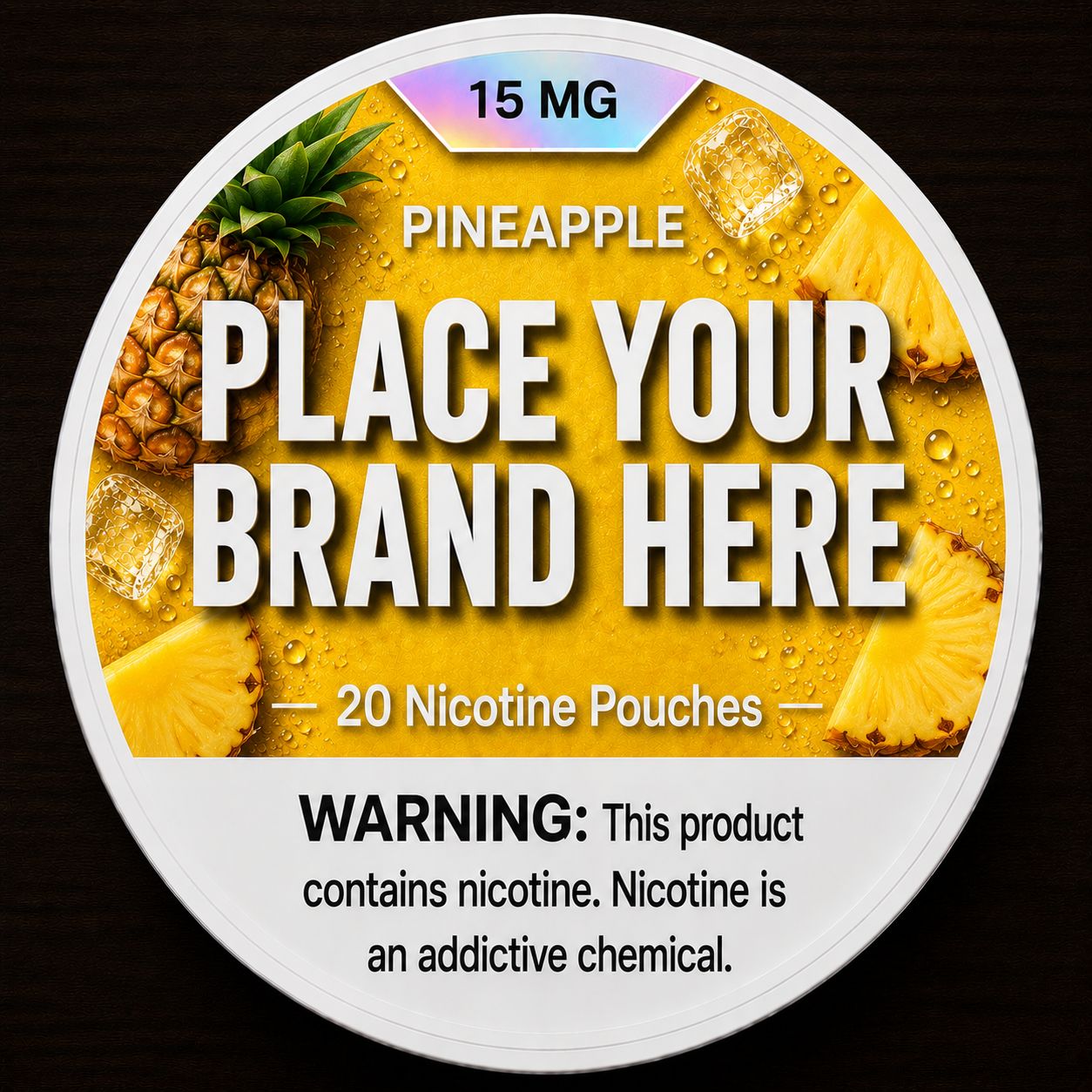 Pineapple white label nicotine pouch can — your brand here
