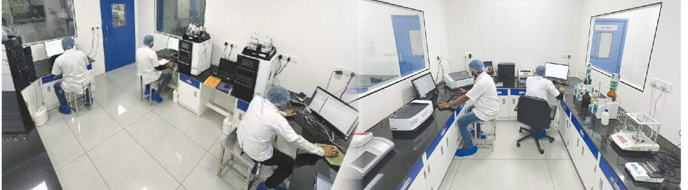 In-house lab and quality control testing equipment at the pouch manufacturing facility