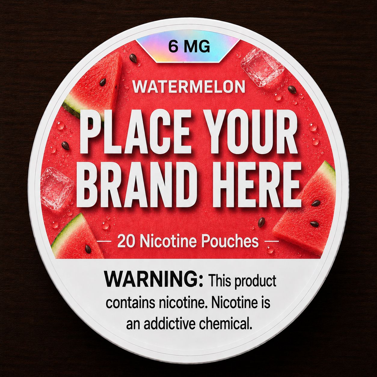 Watermelon white label nicotine pouch can — your brand here